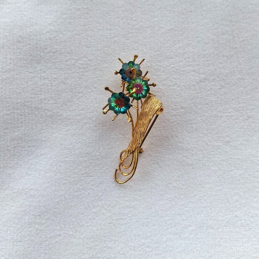 Vintage Watermelon Rivoli Brooch